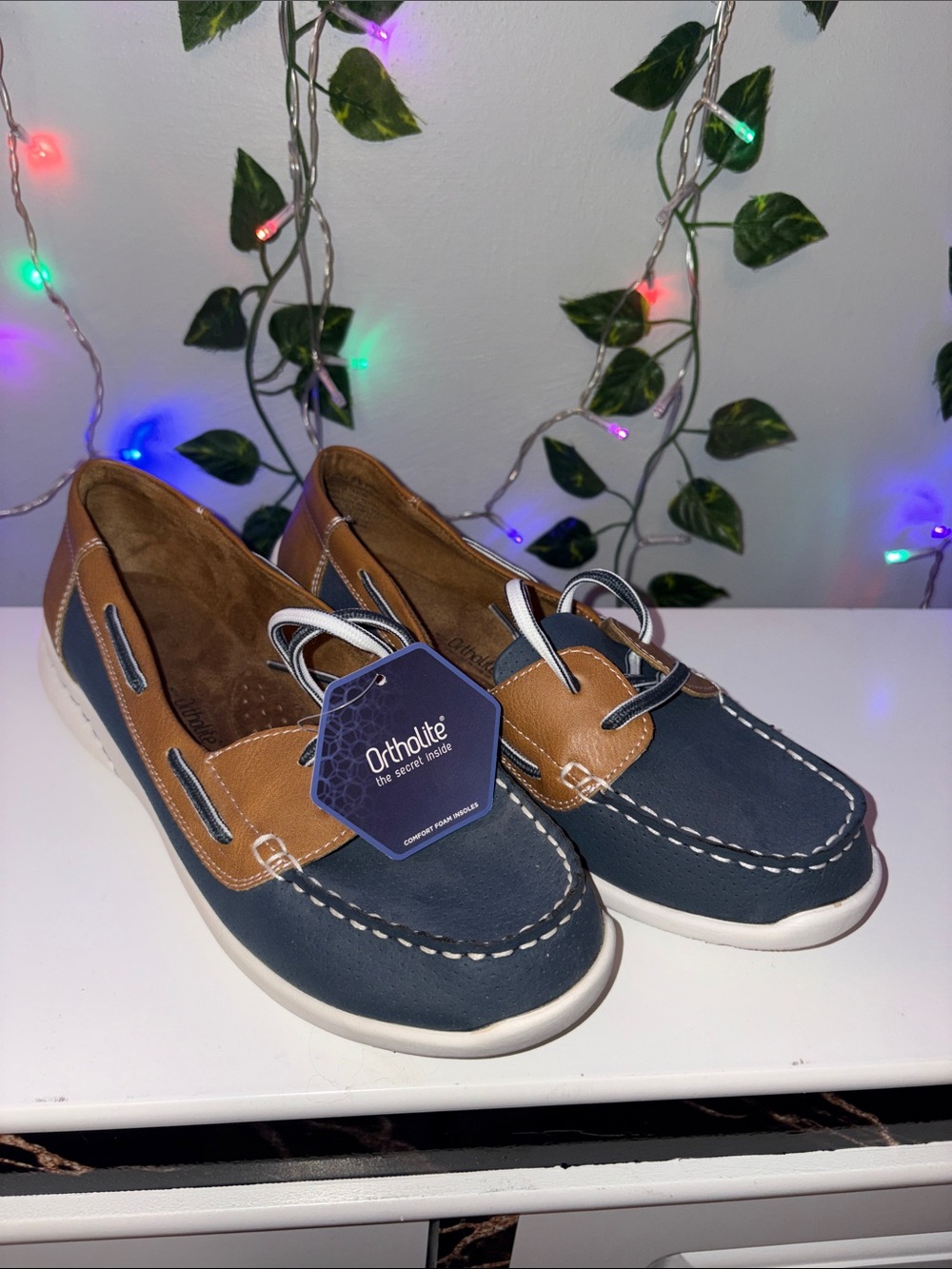 croft & barrow Navy and Tan Slip-On Boat Loafers